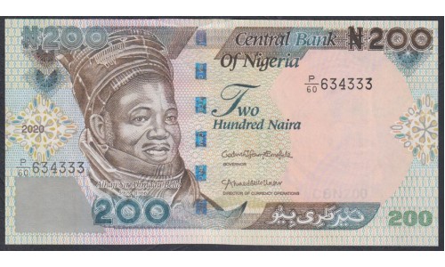 Нигерия 200 найра 2020 (NIGERIA 200 naira 2020) P 29: UNC