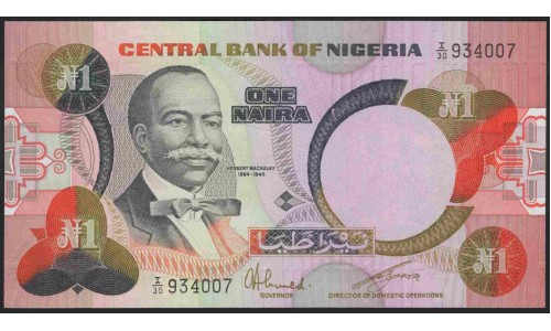 Нигерия 1 найра (1984-2000) (NIGERIA 1 naira (1984-2000)) P 23a : UNC