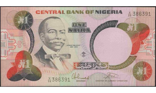 Нигерия 1 найра (1984-2000) (NIGERIA 1 naira (1984-2000)) P 23b : aUNC