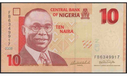 Нигерия 10 найра 2008 (NIGERIA 10 naira 2008) P 33c : UNC
