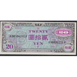 Оккупация Японии Союзными войсками 20 йен ND(1945) A00594271A (JAPAN 20 Yen Allied Military Commad ND (1945)  Remark "B" in underprint) P 73: UNC