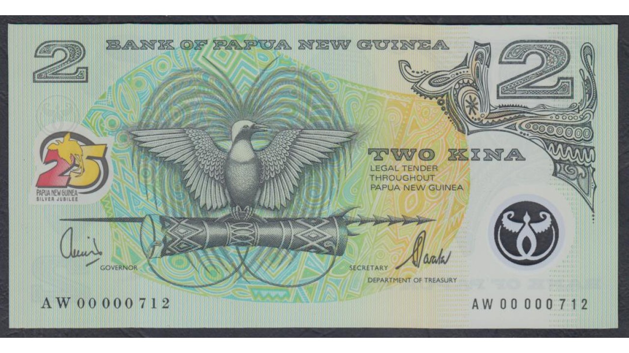 Папуа Новая Гвинея 2 кина 2000 год, Полимер пластик (Papua New Guinea 2  Kina 2000, Polymer plastik) P 21: UNC