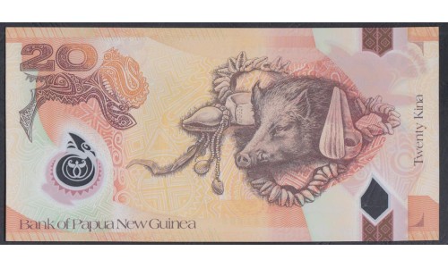 Папуа Новая Гвинея 20 кина 2013 год, Полимер пластик (Papua New Guinea 20 Kina 2013, Polymer plastic) P 31b:  UNC