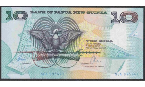 Папуа Новая Гвинея 10 кина 1988-98 год (Papua New Guinea 10 Kina 1988-98) P 9d:  UNC