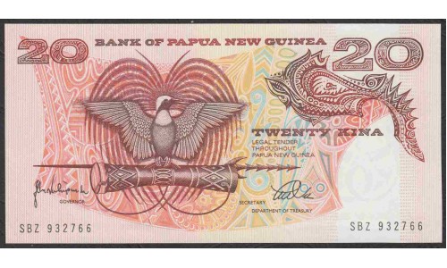 Папуа Новая Гвинея 20 кина 1989-2001 год (Papua New Guinea 20 Kina 1989-2001) P 10c:  UNC