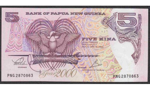 Папуа Новая Гвинея 5 кина 2000, 2002 год (Papua New Guinea 5 Kina 2000, 2002) P 19:  UNC