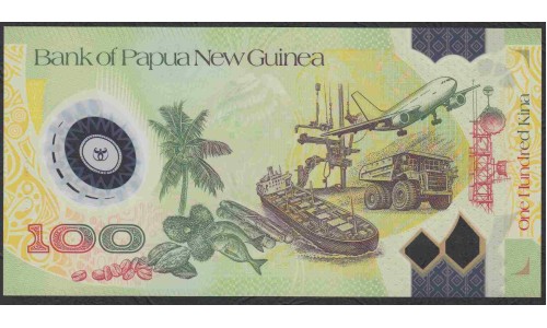 Папуа Новая Гвинея 100 кина 2007 год, Полимер пластик (Papua New Guinea 100 Kina 2007, Polymer plastic) P 33b:  UNC