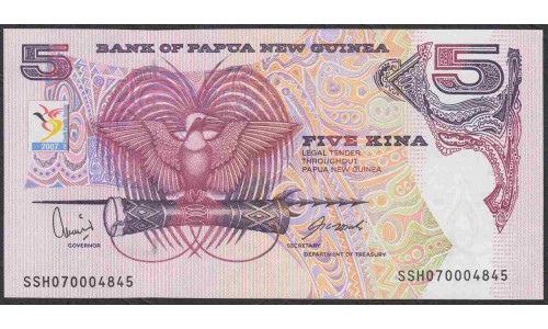 Папуа Новая Гвинея 5 кина 2007 год (Papua New Guinea 5 Kina 2007) P 34:  UNC