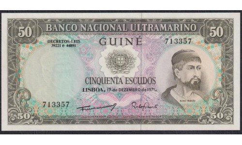 Португальская Гвинея 50 эскудо 17.12.1971 года (PORTUGUESE GUINEA 50 Escudos  Banco Nacional Ultramarino 17/12.1971) P 44a(1): UNC