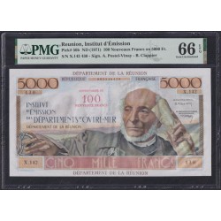 Реюньон 100 франков ND (1971) (REUNION 100 Nouveaux francs ND (1971) P 56b: PMG 66 Gem UNC TOP POP!!!