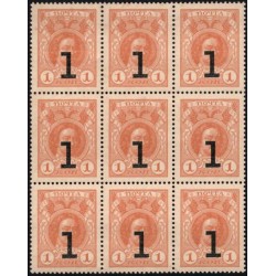 Россия 1 копейка 1917 года, третий выпуск, блок 3 на 3 (1 kopek 1917 year, third issue 3x3 ) P 16 : UNC