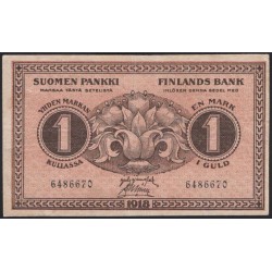 Русская Финляндия, Финляндский Банк 1 марка 1918 (Russian Finland, Finlands Bank 1 mark 1918) P 35 : XF