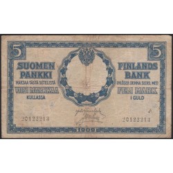 Русская Финляндия, Финляндский Банк 5 марок 1909 (1918) (Russian Finland, Finlands Bank 5 marks 1909 (1918)) P 20 : XF