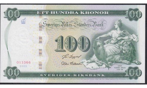 Швеция 100 крон 2005 года, в БУКЛЕТЕ, 013366 (Sweden 100 kronor 2005) P 68: UNC