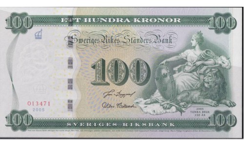 Швеция 100 крон 2005 года, в БУКЛЕТЕ, 013471 (Sweden 100 kronor 2005) P 68: UNC