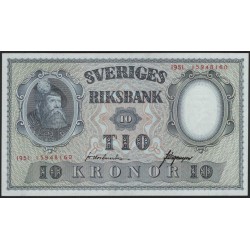 Швеция 10 крон 1951 (Sweden 10 kronor 1951) P 40l : UNC