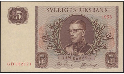 Швеция 5 крон 1955 (Sweden 5 kronor 1955) P 42b : UNC