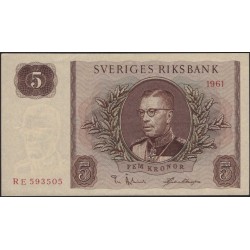 Швеция 5 крон 1961 (Sweden 5 kronor 1961) P 42f : UNC-