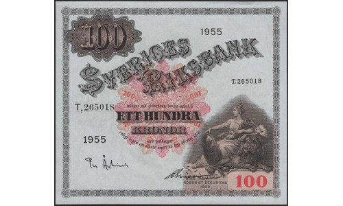 Швеция 100 крон 1955 (Sweden 100 kronor 1955) P 45a : UNC-