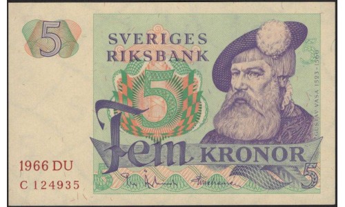 Швеция 5 крон 1966 (Sweden 5 kronor 1966) P 51a : UNC