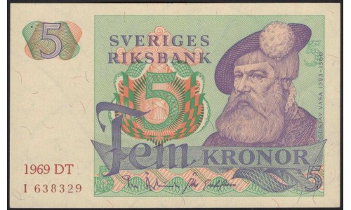 Швеция 5 крон 1969 (Sweden 5 kronor 1969) P 51a : UNC