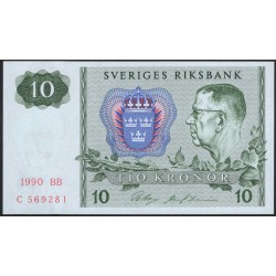 Швеция 10 крон 1990 (Sweden 10 kronor 1990) P 52e : UNC