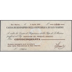 Сан-Марино 150 лир 1976 (San Marino 150 lire 1976) P S101 : UNC