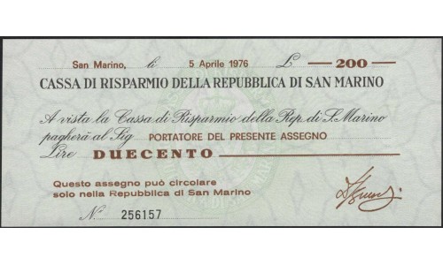 Сан-Марино 200 лир 1976 (San Marino 200 lire 1976) P S102 : UNC