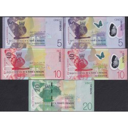 Сан-Томе и Принсипи комплект 2016 года, 5, 5, 10, 10,  20 , 50, 100, 200 и самая редкая 200 добра (Saint Thomas and Prince 2016 issue full set) P 70-75, P W77, P W78, PW81: UNC