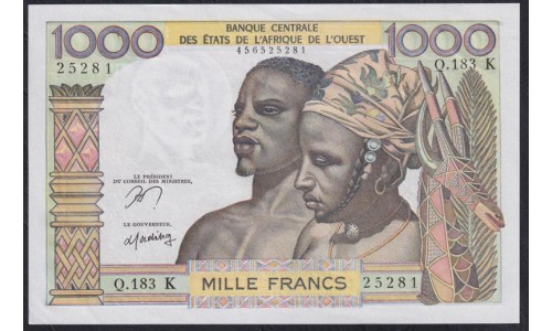 Сенегал 1000 франков ND (1959-1965) (BANQUE CENTRALE DES ETATS DE L'AFRIQUE DE L'OUEST (Senegal) 100 francs ND (1959-1965)) P 703Kn: UNC