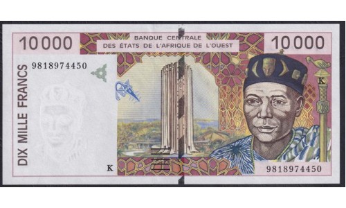 Сенегал 10000 франков 1998  (BANQUE CENTRALE DES ETATS DE L'AFRIQUE DE L'OUEST (Senegal) 10000 francs 1998) P 714Kf: UNC