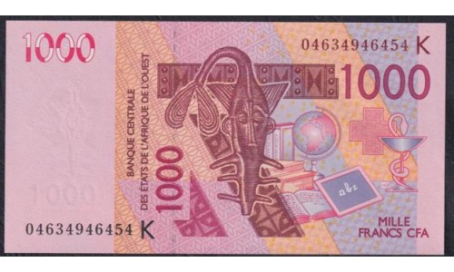 Сенегал 1000 франков 2004 г. (BANQUE CENTRALE DES ETATS DE L'AFRIQUE DE L'OUEST (Senegal) 1000 francs 2004) P 715Kb: UNC