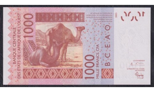 Сенегал 1000 франков 2004 г. (BANQUE CENTRALE DES ETATS DE L'AFRIQUE DE L'OUEST (Senegal) 1000 francs 2004) P 715Kb: UNC