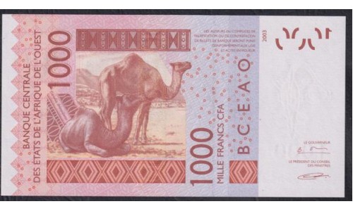Сенегал 1000 франков 2005 г. (BANQUE CENTRALE DES ETATS DE L'AFRIQUE DE L'OUEST (Senegal) 1000 francs 2005) P 715Kc: UNC