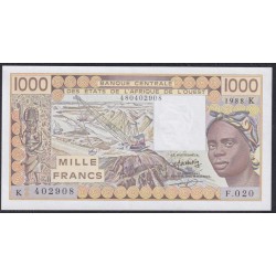 Сенегал 1000 франков 1988 год, 402908 (BANQUE CENTRALE DES ETATS DE L'AFRIQUE DE L'OUEST (Senegal) 1000 francs 1981 ) P 707Ka: UNC