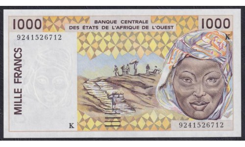 Сенегал 1000 франков 1992 г. (BANQUE CENTRALE DES ETATS DE L'AFRIQUE DE L'OUEST (Senegal) 1000 francs 1992 ) P 711Kb: UNC
