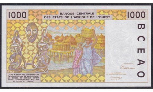 Сенегал 1000 франков 1992 г. (BANQUE CENTRALE DES ETATS DE L'AFRIQUE DE L'OUEST (Senegal) 1000 francs 1992 ) P 711Kb: UNC