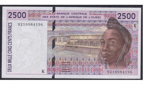 Сенегал 2500 франков 1992 год, К 9210984196 (BANQUE CENTRALE DES ETATS DE L'AFRIQUE DE L'OUEST (Senegal) 2500 francs 1992) P 712Ka: UNC