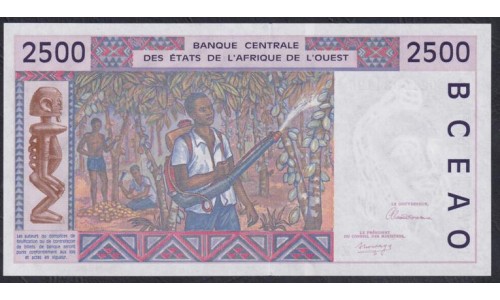 Сенегал 2500 франков 1992 год, К 9210984196 (BANQUE CENTRALE DES ETATS DE L'AFRIQUE DE L'OUEST (Senegal) 2500 francs 1992) P 712Ka: UNC