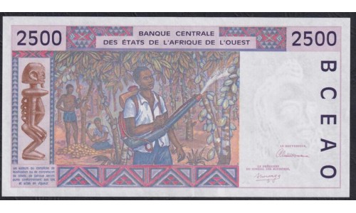 Сенегал 2500 франков 1992 год, К 9211886015 (BANQUE CENTRALE DES ETATS DE L'AFRIQUE DE L'OUEST (Senegal) 2500 francs 1992) P 712Ka: UNC