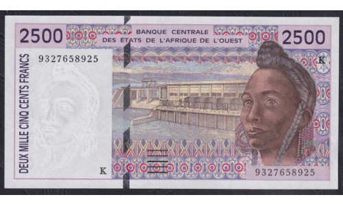 Сенегал 2500 франков 1993 год, К 9327658925 (BANQUE CENTRALE DES ETATS DE L'AFRIQUE DE L'OUEST (Senegal) 2500 francs 1993) P 712Kb: UNC