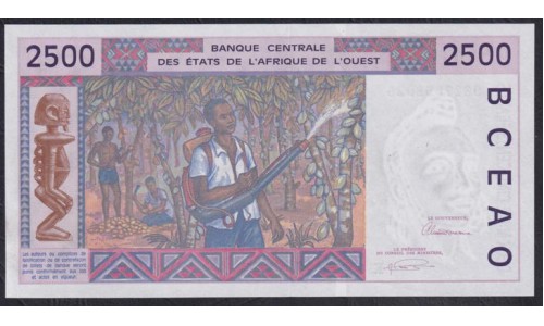 Сенегал 2500 франков 1993 год, К 9327658925 (BANQUE CENTRALE DES ETATS DE L'AFRIQUE DE L'OUEST (Senegal) 2500 francs 1993) P 712Kb: UNC