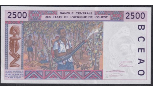 Сенегал 2500 франков 1993 год, К 9327658926 (BANQUE CENTRALE DES ETATS DE L'AFRIQUE DE L'OUEST (Senegal) 2500 francs 1993) P 712Kb: UNC