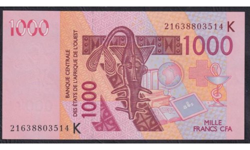 Сенегал 1000 франков 2021 (BANQUE CENTRALE DES ETATS DE L'AFRIQUE DE L'OUEST (Senegal) 1000 francs 2021) P 715Kt: UNC