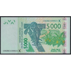 Сенегал 5000 франков 2007 (BANQUE CENTRALE DES ETATS DE L'AFRIQUE DE L'OUEST (Senegal) 5000 francs 2007) P 717Kh: UNC