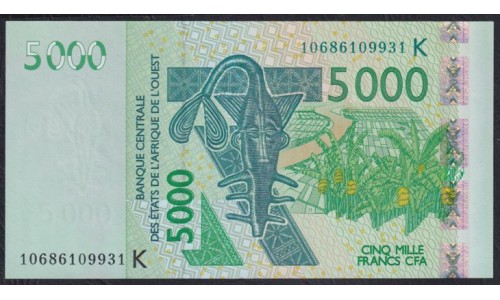 Сенегал 5000 франков 2007 (BANQUE CENTRALE DES ETATS DE L'AFRIQUE DE L'OUEST (Senegal) 5000 francs 2007) P 717Kh: UNC