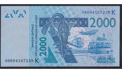 Сенегал 2000 франков 2008 (BANQUE CENTRALE DES ETATS DE L'AFRIQUE DE L'OUEST (Senegal) 2000 francs 2008) P716Kf: UNC