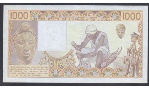 Сенегал 1000 франков 1990 г. (BANQUE CENTRALE DES ETATS DE L'AFRIQUE DE L'OUEST (Senegal) 1000 francs 1990 ) P 707Kj: aUNC