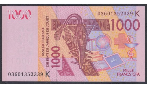 Сенегал 1000 франков 2003 г. (BANQUE CENTRALE DES ETATS DE L'AFRIQUE DE L'OUEST (Senegal) 1000 francs 2003) P 715Kа: UNC