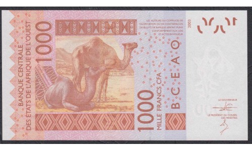 Сенегал 1000 франков 2013 (BANQUE CENTRALE DES ETATS DE L'AFRIQUE DE L'OUEST (Senegal) 1000 francs 2013) P 715Km: UNC